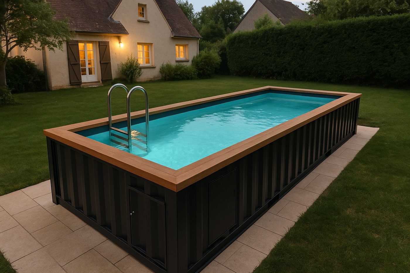 Aquabox 5.00 enterrée de nuit avec LED